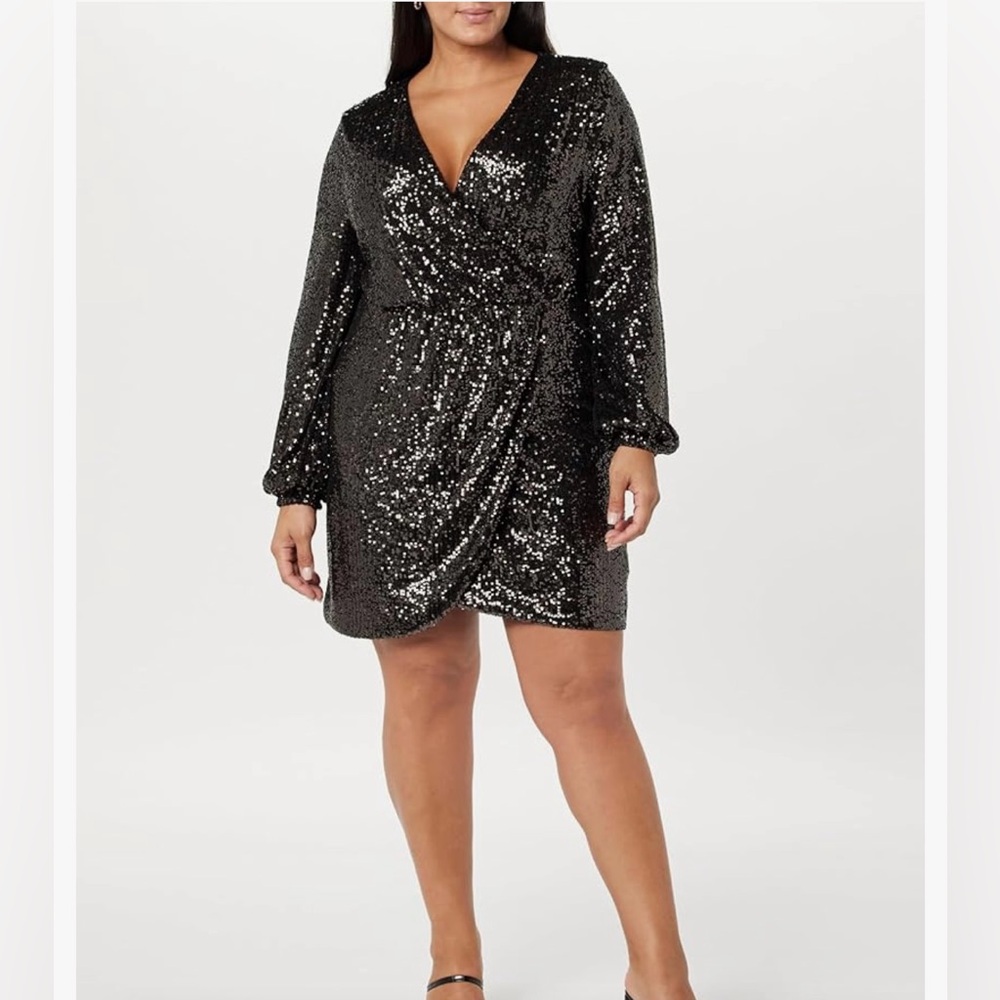 NWT The Drop Helena Faux Wrap Dress‎ in Bronze - Size 2X.